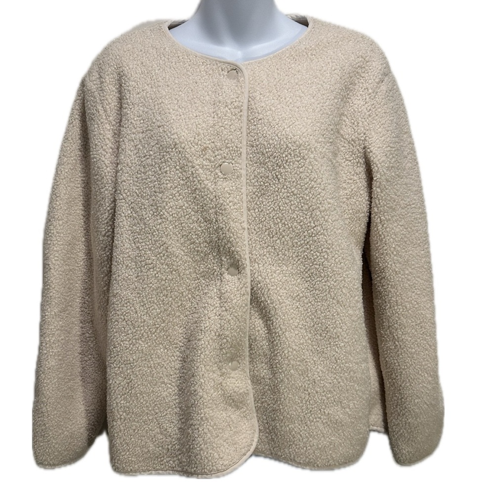 Old Navy Neutral White Sherpa Fleece Teddy Jacket Small Size